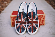 Load image into Gallery viewer, Handpainted distressed Union Jack vans