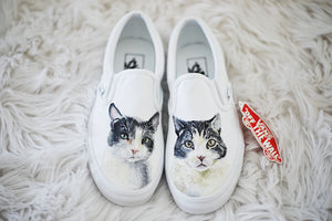 Handpainted Custom Pet Portrait Vans (two pets)