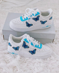 Nike Air Force 1 White Custom 'Blue Butterfly' Edition
